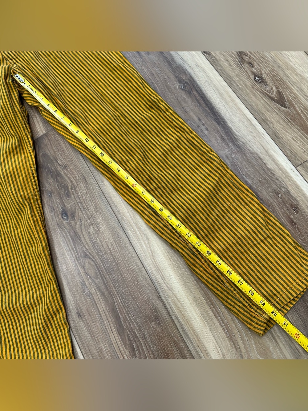 Men's Mustard Yellow Striped Jeans - Picture 10 of 11